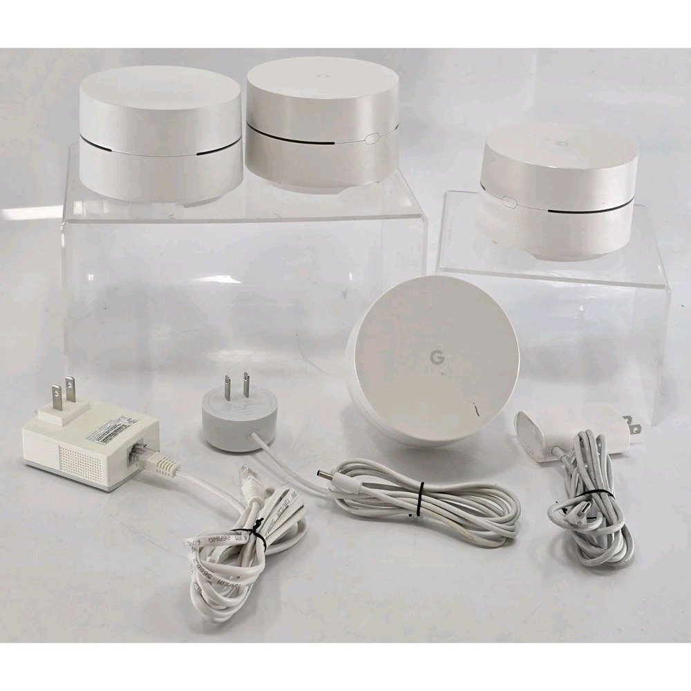 4 Pack Google Nest Wifi 3‎ AC-1304 & 1 GJ2CQ MESH Router Wifi BUNDLE - See Pics!